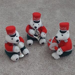 VINTAGE COCA-COLA POLAR BEAR Marching Musical Band Plush Set